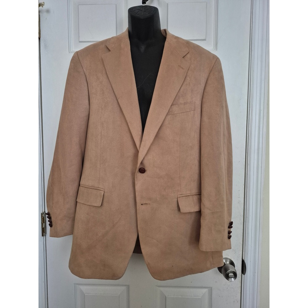 Ralph Lauren Men's‎ Blazer Jacket Tan Microfiber Suede Like Material Size 44R